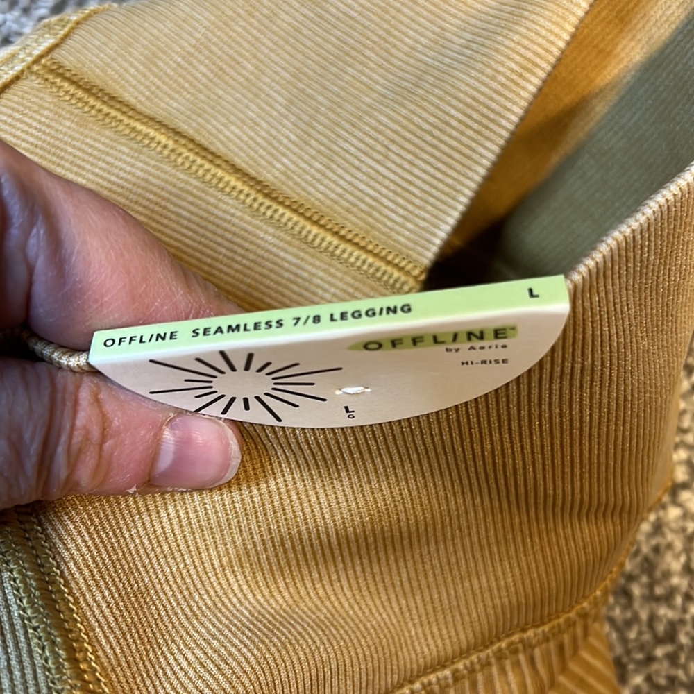 Aerie Sunset Yellow Ribbed High-Waist Leggings NWT excellent no flaws New! - Picture 3 of 6